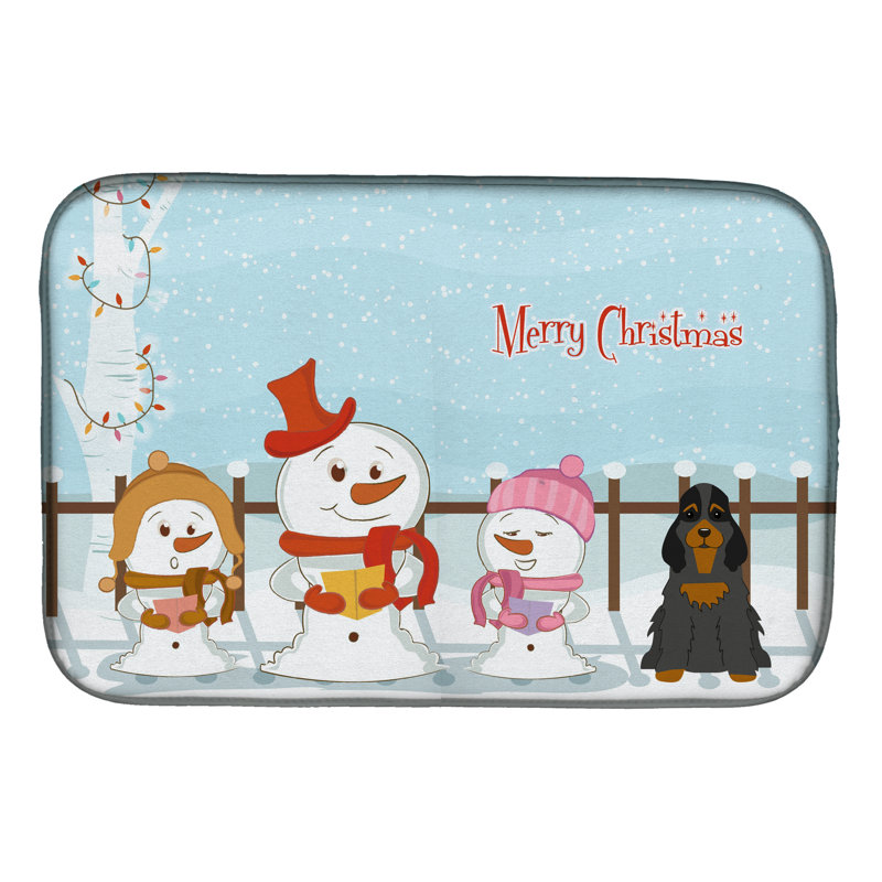 Tapis de séchage épagneul merry christmas caroleers, Noir / brun clair