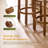 Mid-Century Beige Linen Bar Stools Set of 4 - Counter Height Stools 25.5 Seat Height With Low Back & Soild Wood Frame, Upholstered Cushion Kitchen Bar Stools for Counter-1030619024-1029116424-1030619022