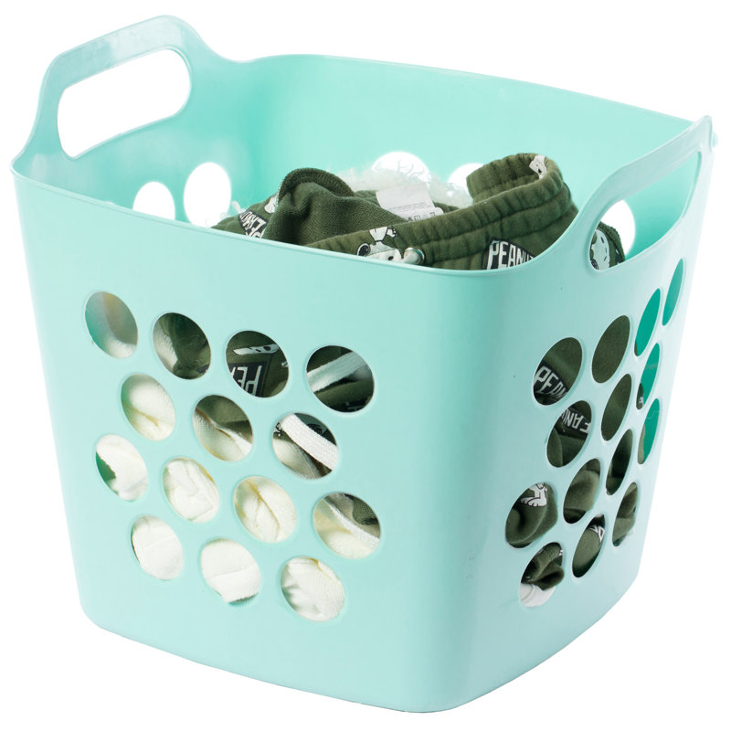 Panier à linge flexible en plastique avec poignées latérales, Vert