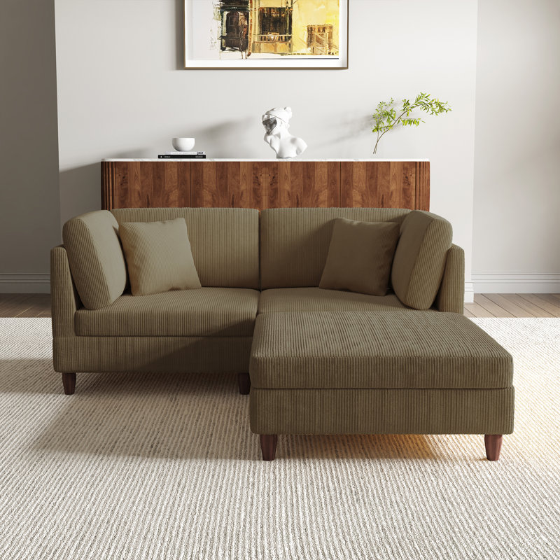 2 Seater Corduroy Corner Sofa , Camel Corduroy