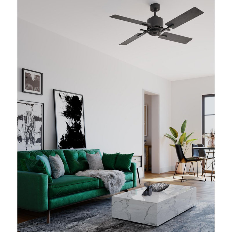 Ventilateur de plafond standard Bedwin à 4 pales de 56 pouces, Graphite avec pales noires