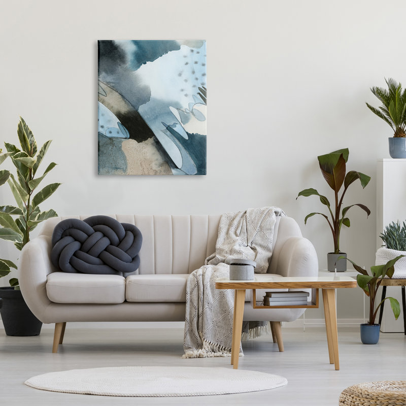 «Layered Scribble Shapes Abstract Blue Accent Forms» par Grace Popp - peinture sur toile tendue, H 40 po x l 30 po x P 1,5 po