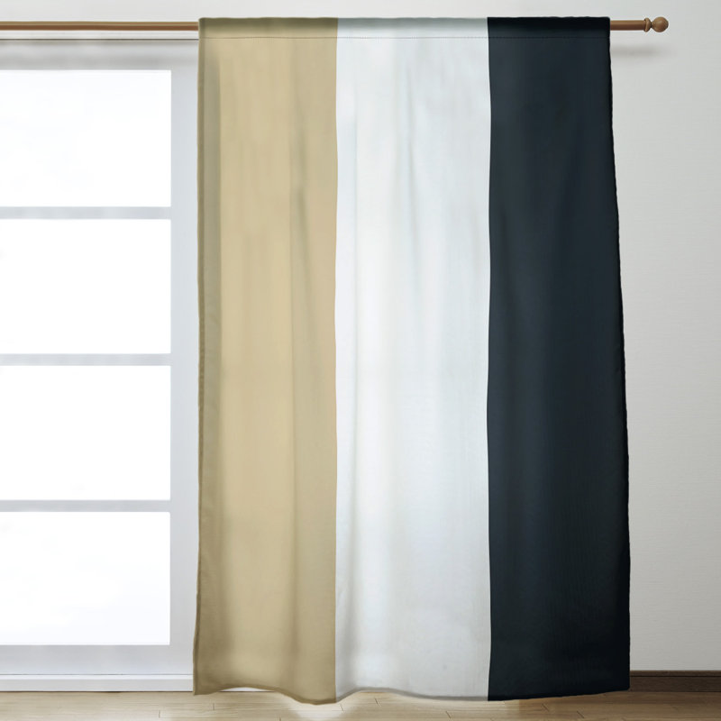 Panneau de rideau simple occultant avec passe-tringle footing stripes New Orleans, Gold/White/Black