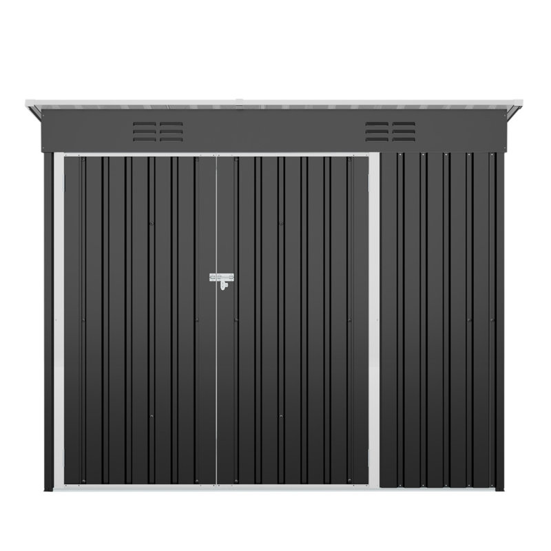 4 x 8 FT Galvanized Steel Outdoor Storage Shed with 3 Access Doors, Ventilated Weatherproof Metal Utility Shed for Garden Tools, Bikes & Patio