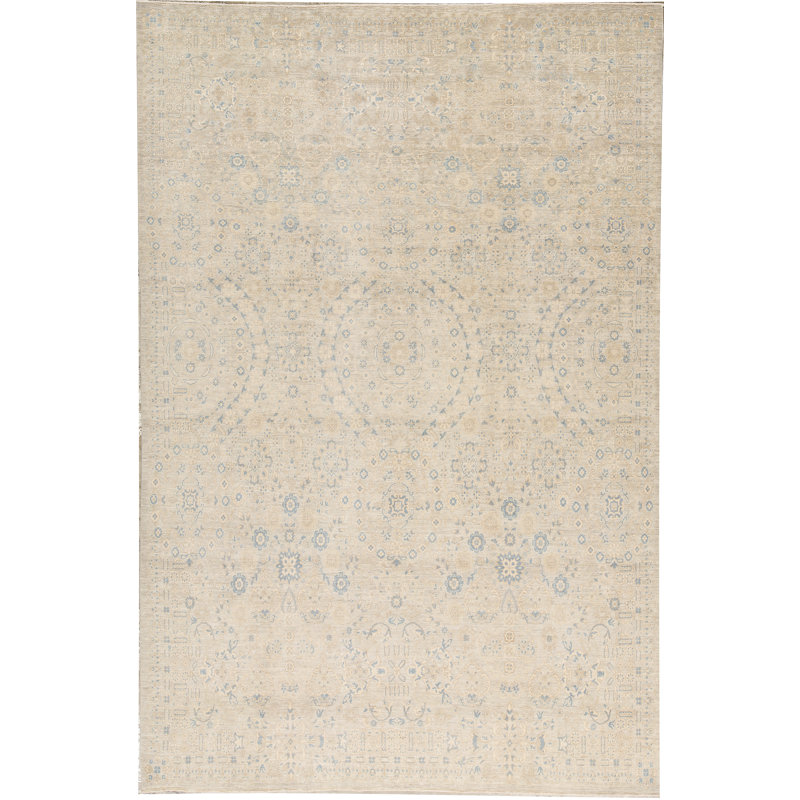 Tapis beige noué à la main de haute qualité