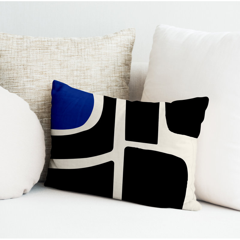 Coussin intérieur / extérieur en polyester filé Banksy, Bleu marine, H 18 po x l 25 po