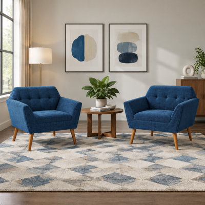 Fauteuil rembourré Maxton Merrylite de 94 cm de large avec dossier capitonné, bleu