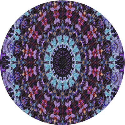 Laine tissée à la machine de style oriental et polyester mauve/bleu Tapis décoratif