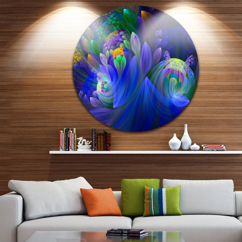 « blue fractal fleur bouquet », impression sur métal, H 36 po x l 36 po x P 1 po
