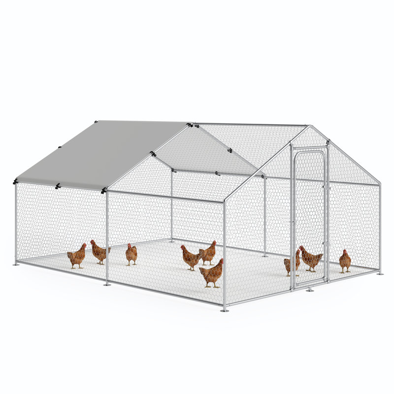 Poulailler Walk In et poulailler avec cage de volaille en métal imperméable et imperméable, H 76,8 po x l 158,4 po x P 120 po