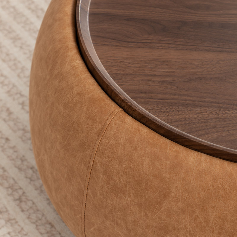 Repose-pieds de cocktail rond avec rangement Pietsch, Vintage Brown
