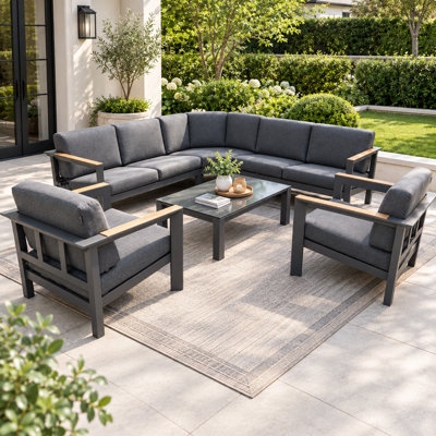 Ensemble de conversation modulaire avec coussins 6 pièces Caggiano