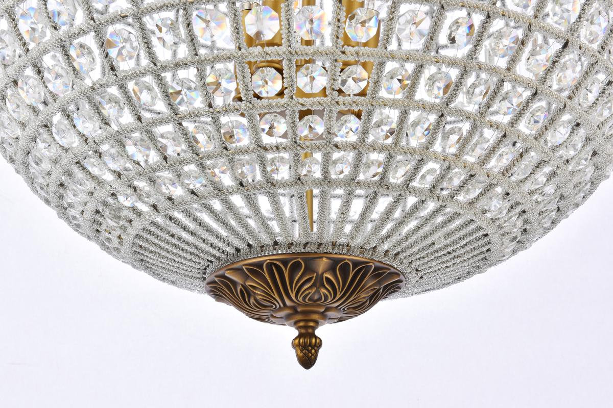 Rola Steel and Crystal Dimmable Globe Chandelier, French Gold, 5 Lights