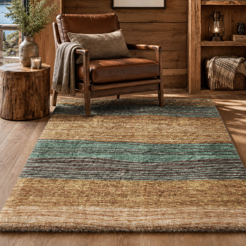 Tapis à rayures Dream Shag ADS735 lavable à la machine de qualité supérieure, Terracotta, 10' x 14'