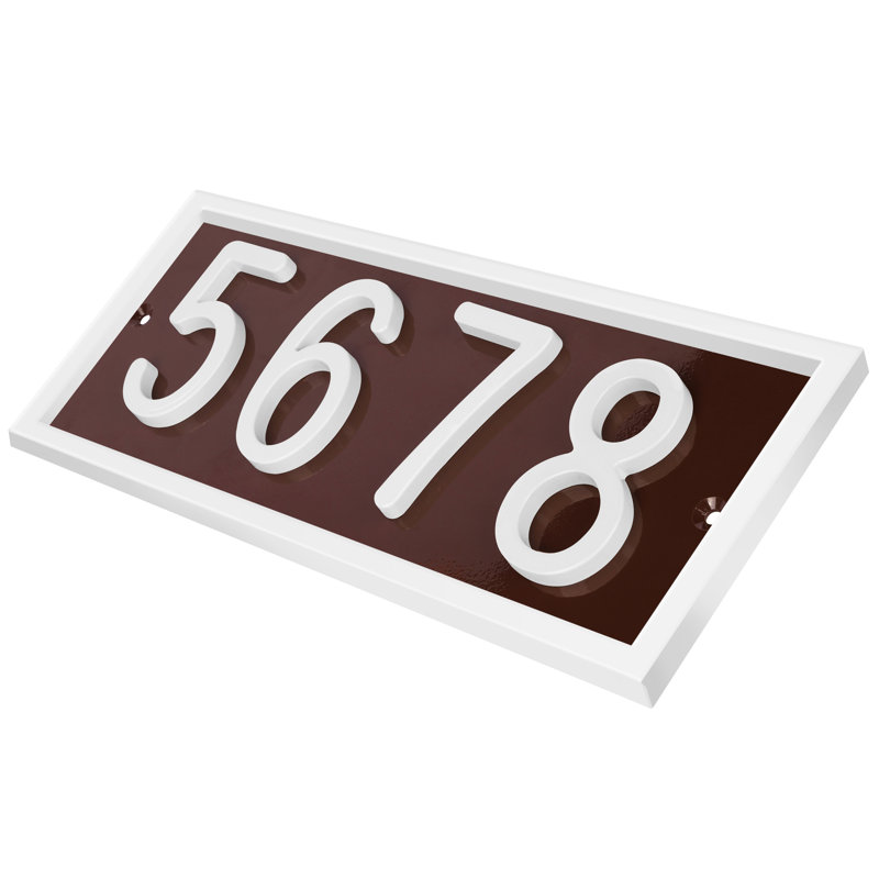 Plaque d'adresse horizontale encadrée en aluminium Royal Shade, Blanc, Oui, Brun