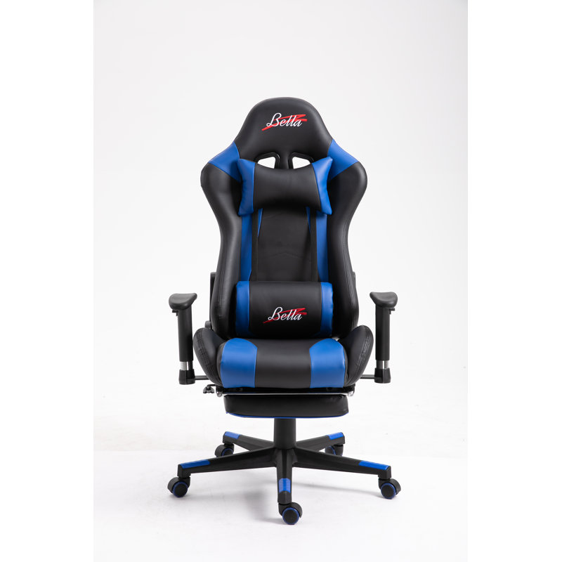 Fauteuil lombaire de massage pour PC et fauteuil de jeu de course, Bleu