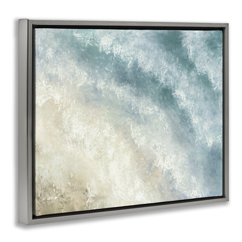  Art mural sur toile flottant par A: "Foamy Waves" par J: L Design, H 25 po x l 31 po, Cadre flottant gris lustré