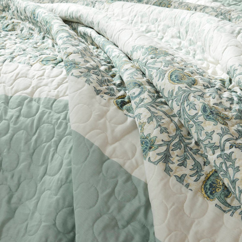 Courtepointe réversible en coton 6 pièces avec 3 coussins décoratifs Dawn, Double / grand + 5 pièces supplémentaires