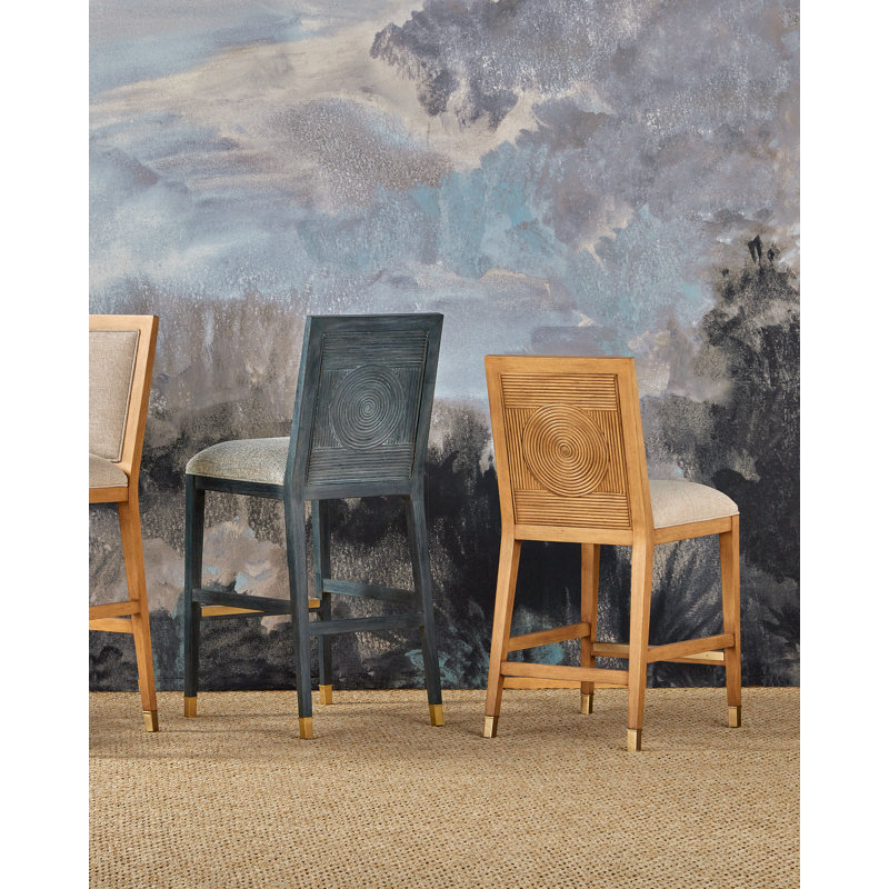 Santos Bar Stool, Barrett Dusk, Beige/Sea Sand/Satin Brass, Counter Stool (26" Seat Height)