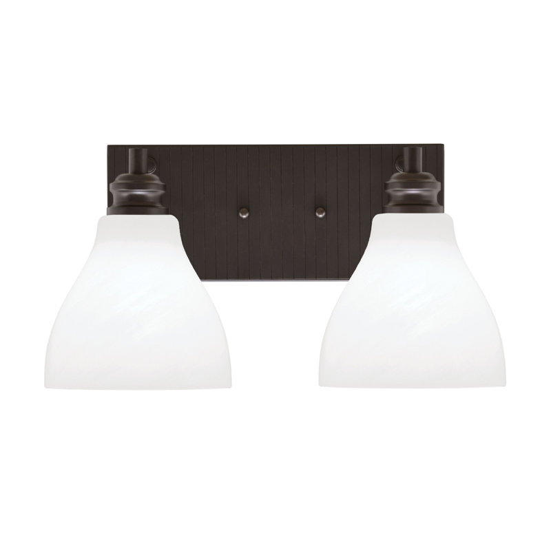 Éclairage pour meuble-lavabo à 2 lumières Jarka, Blanc, Nickel brossé