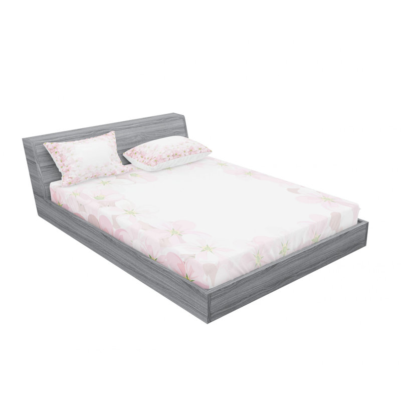 Microfiber Floral Sheet Set, Queen Sheet Set with Fitted Sheet, Rotic Apple Flower