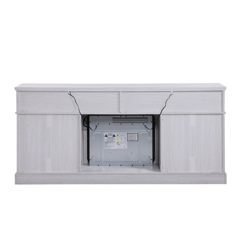 Console de meuble télé avec foyer et foyer 70 po Terra, Blanc