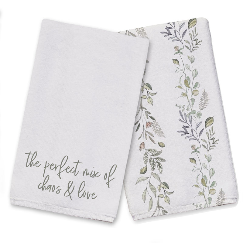 Cotton Floral Tea Towel Kitchen Towel, Cream