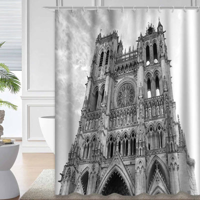 Rideau de douche gothique noir et blanc avec 12 crochets