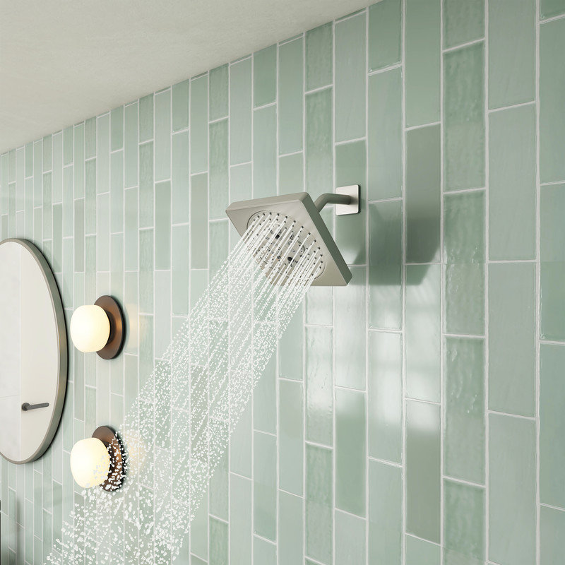 6.5 inch Square 7-Function Replacement Shower Head with Shower Arm & Flange, Brushed Nickel