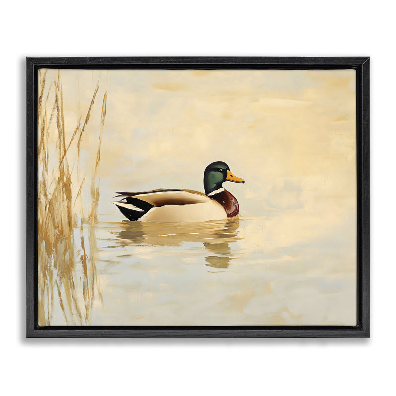 «Headed Duck Floater», art mural par Franklyn Gregory, Cadre flottant noir de jais, H 17 po x l 21 po