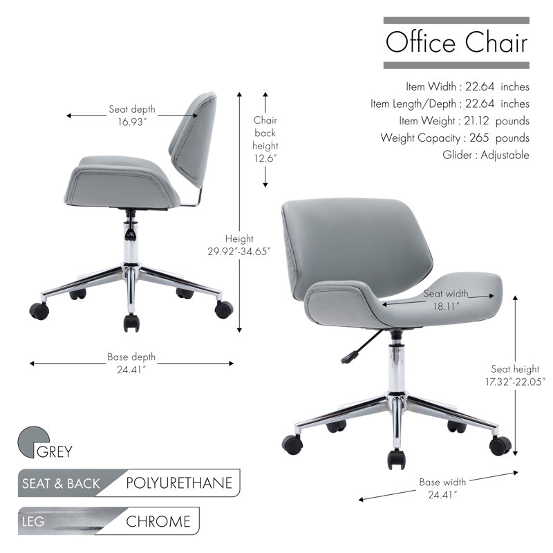 Chaise de bureau Amaka, Gris