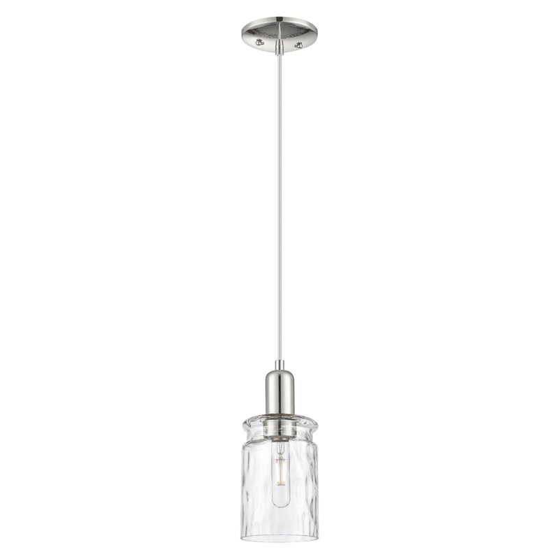 Mini-luminaire suspendu à cordon 1 lumière 5 po Arcadia - Lamine, Verre limpide, Nickel poli
