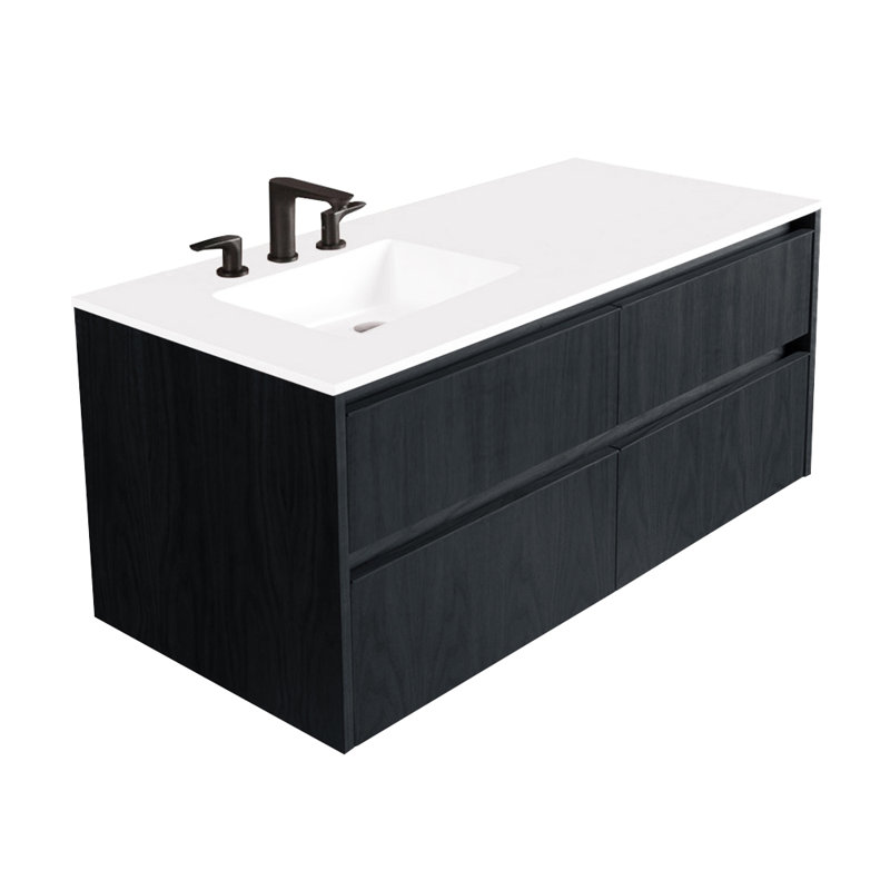Kubitop 48'' W Single Vanity, Ash Gray, Matte White, 8" Centers