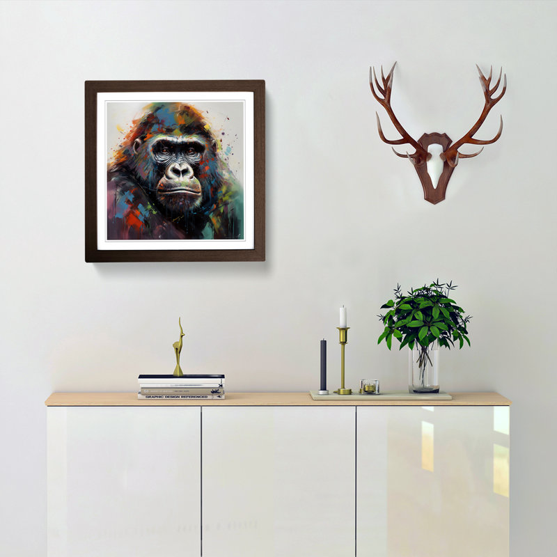 Gorilla Abstract No.5 - Framed Print, Walnut