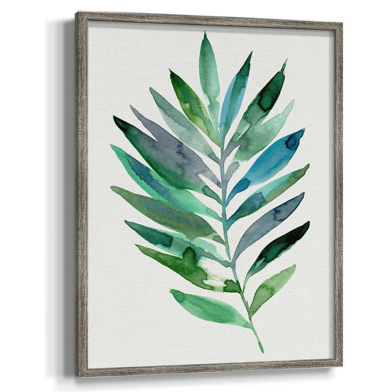 Palm Frond Flow III, reproduction encadrée - bois massif, H 15 po x l 12 po