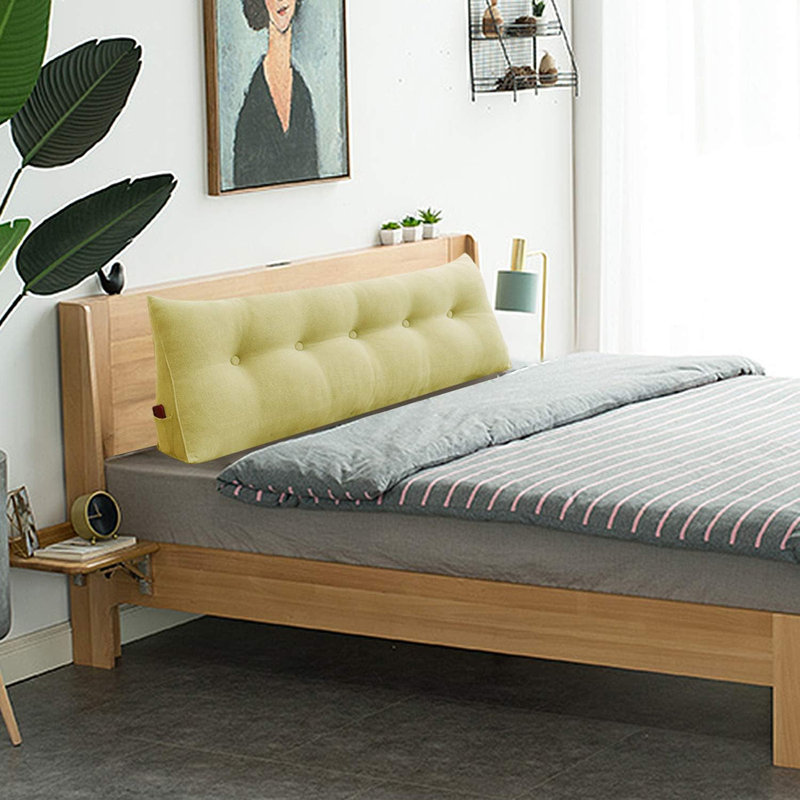 Sit-up Back Comfort Large Triangular Bolster Headboard Reading Wedge Pillow Compression, Queen, Pale Yellow