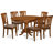 7 Piece Dining Table Set Consist of an Oval Dining Room Table with Butterfly Leaf and 6 Wood Seat Chairs, Saddle Brown
