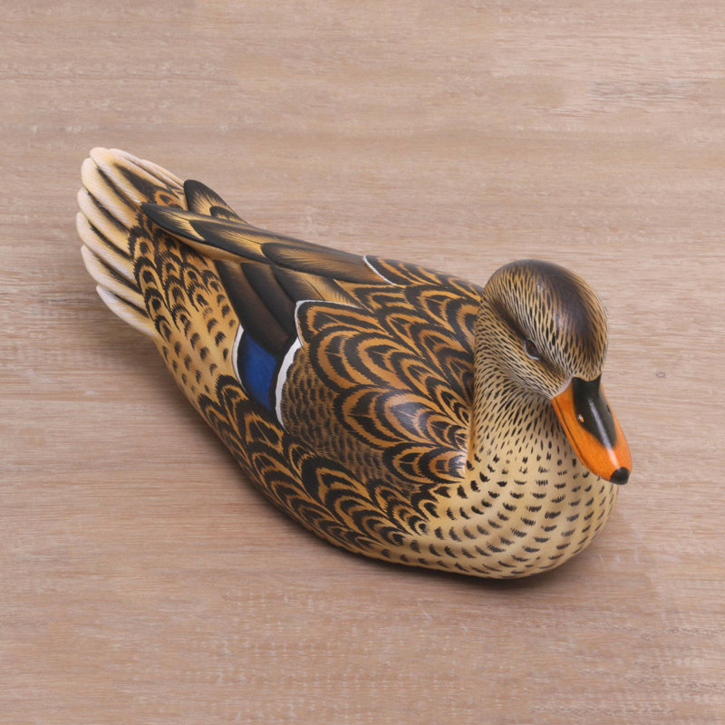 ‘Elegant Mallard Wood Statuette