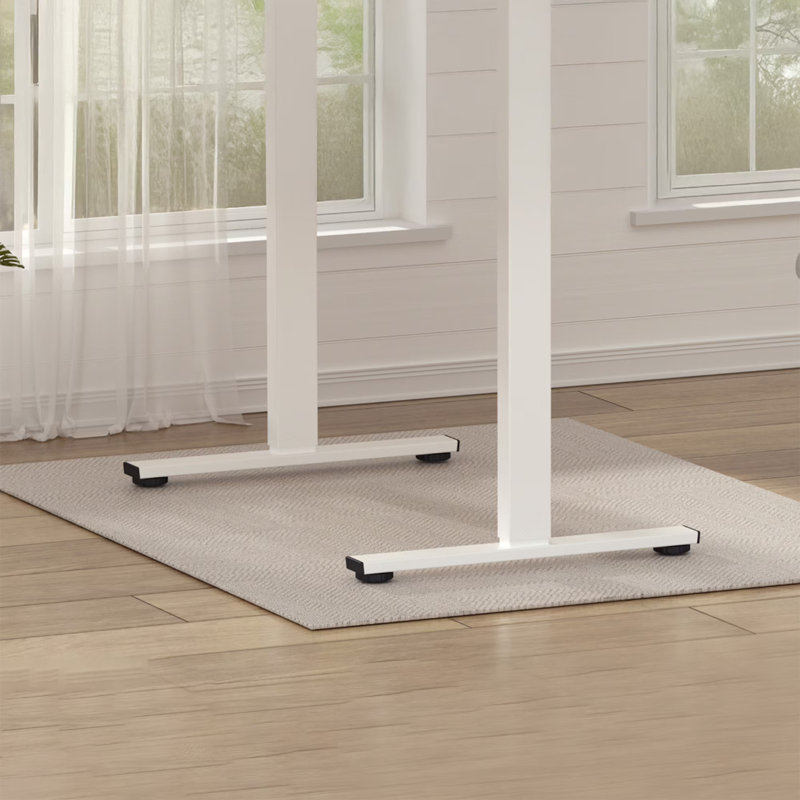 Bureau électrique à hauteur ajustable avec plateau deux pièces, H 46,4 po x l 47,24 po x P 23,62 po, Érable / Blanc