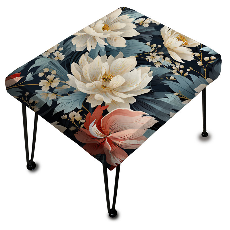 Subdued Enchantment Moody Patterns - Floral Rectangle Ottoman