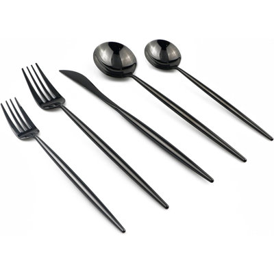 Ensemble de couverts 20 pièces pour 4 personnes, ensemble de couverts modernes en acier inoxydable avec finition satinée, ensemble de cuillères à couteaux robustes, allant au lave-vaisselle