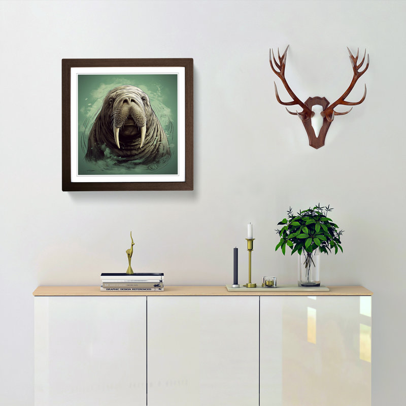 Walrus Digital Art - Framed Print, Walnut