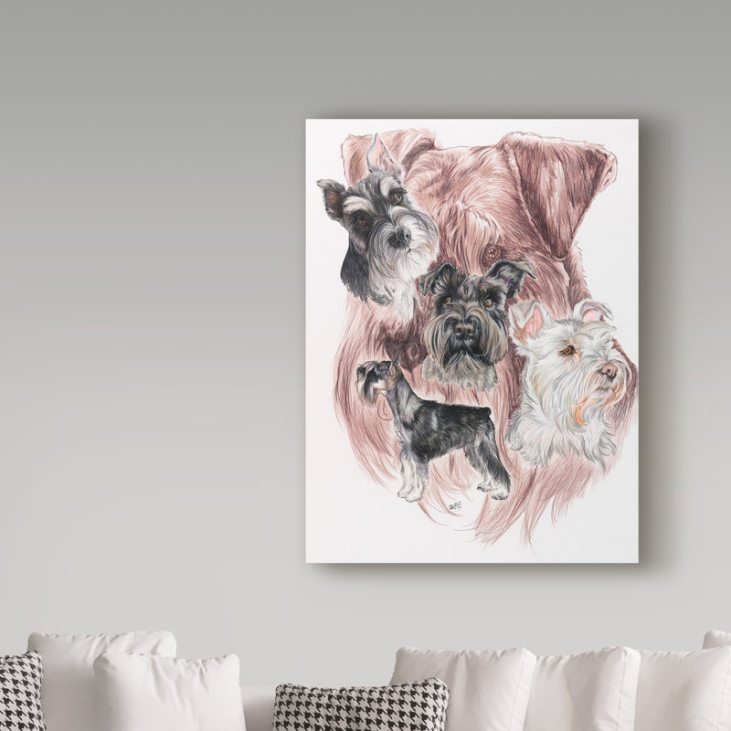 Publicité rétro sur toile tendue Adelphi «Miniature Schnauzer», H 32 po x l 24 po