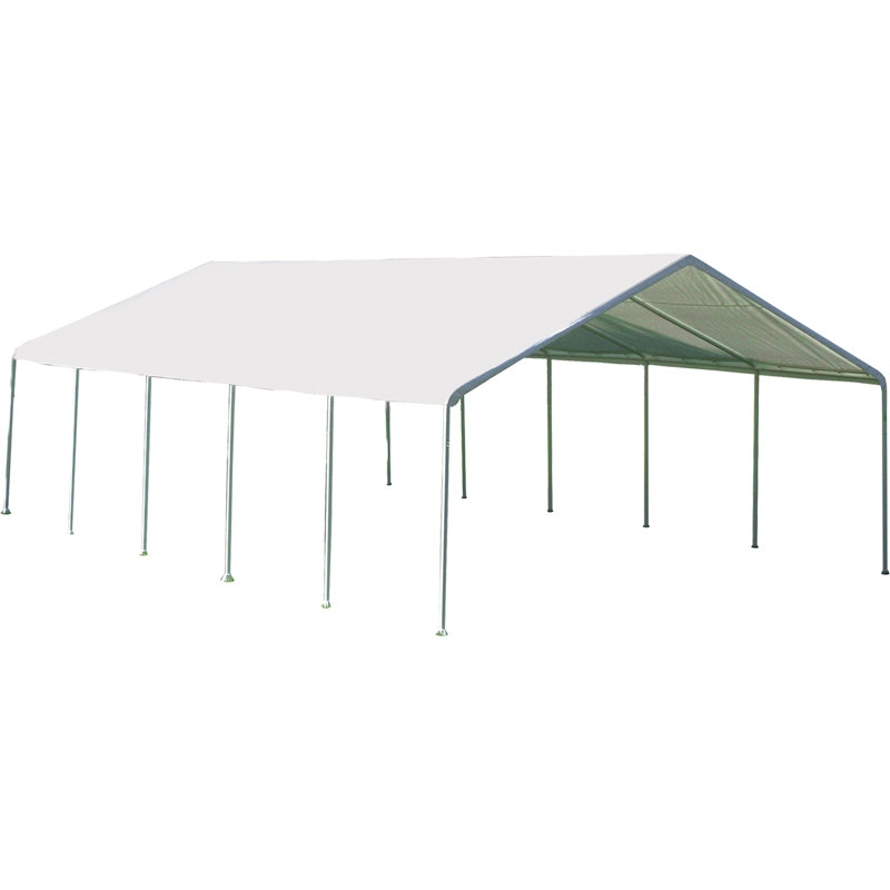 Super Max 18' x 30' White Polyethylene Canopy with Steel Frame