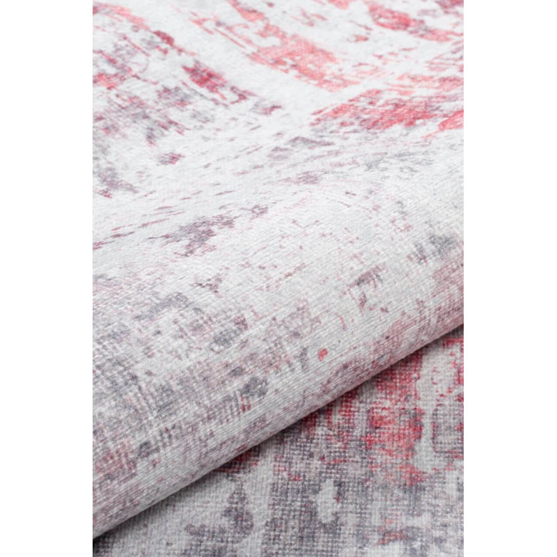 Tapis décoratif gris et rose, Rectangle 4 pi 8 po x 6 pi 3 po