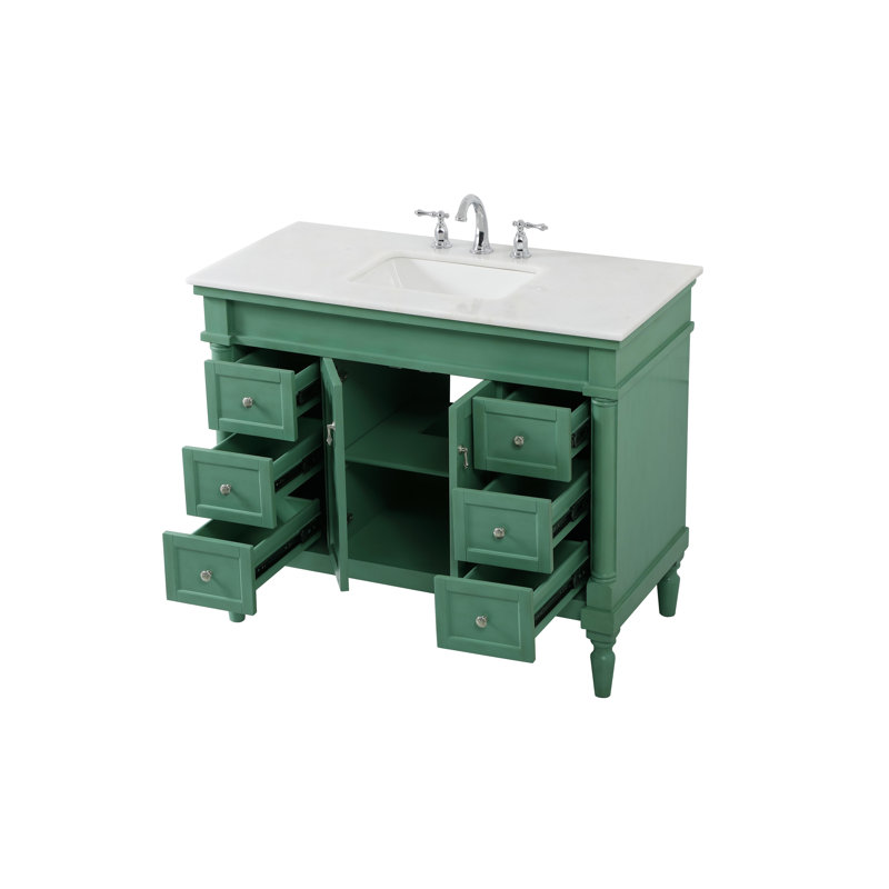 Ensemble de meuble-lavabo simple 42 po Lexington, Menthe rétro, Veines blanches / brunes