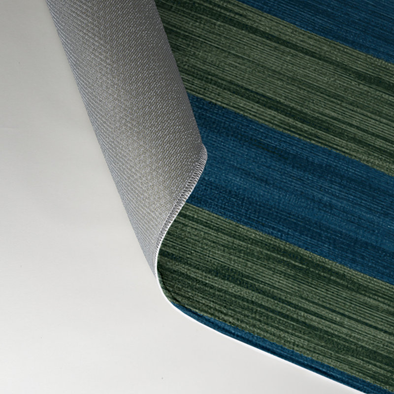 Tapis intérieur / extérieur bleu HorizontalStripes, Rectangle 9 pi x 12 pi