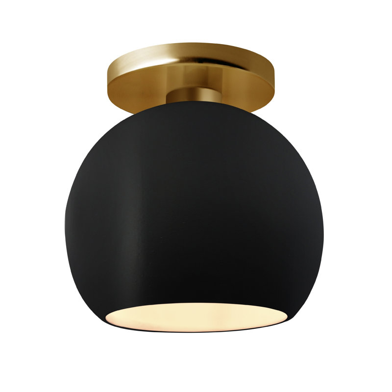 Radiance Ceramic Semi Flush Mount, 9" H x 10" W x 10" D, Carbon Matte Black, Brushed Brass