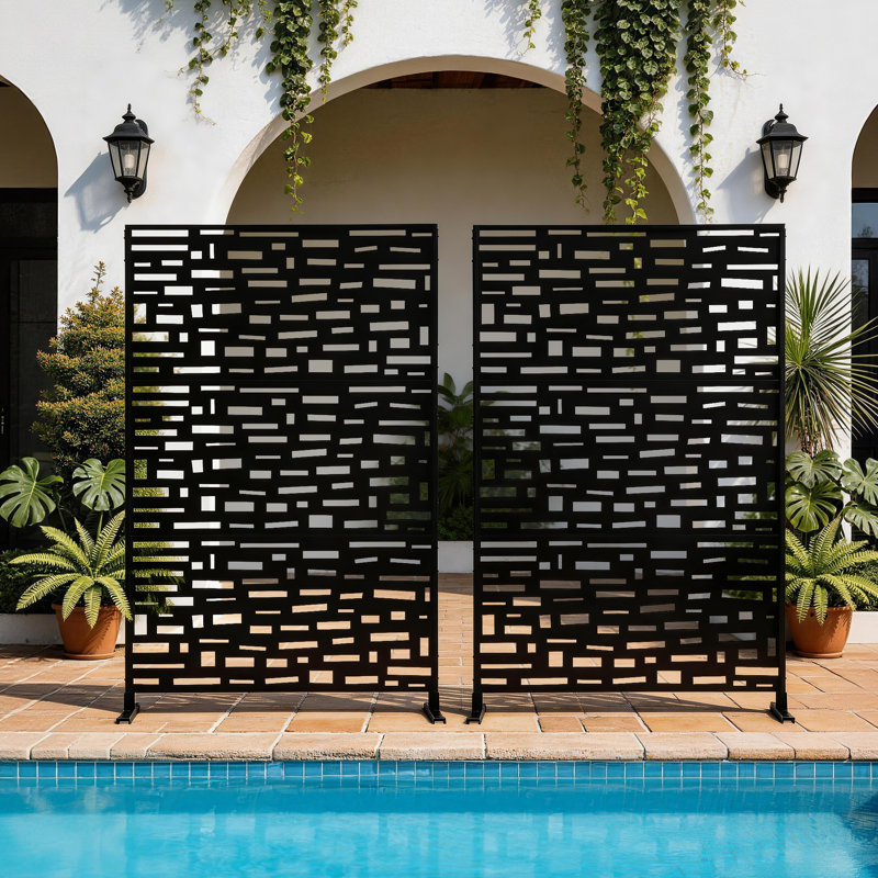 Metal Privacy Screen With Block Pattern