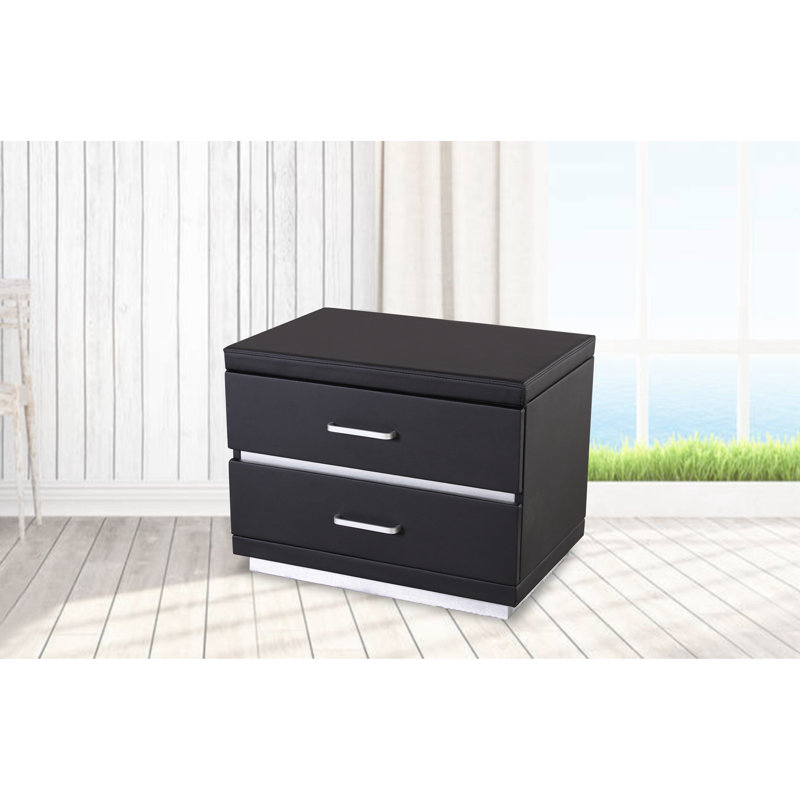 Table de chevet 2 tiroirs Kyng, Noir